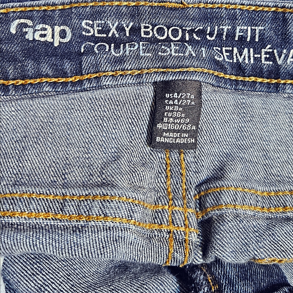 Gap Sexy Bootcut Dark Blue Wash Stretch Denim Jeans Size 4/27R - Picture 4 of 5